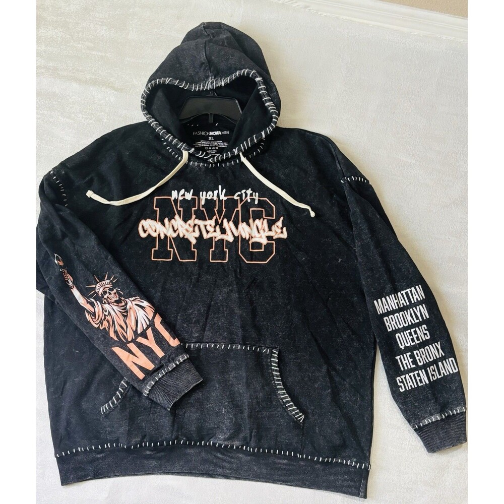Fashion Nova Mens NYC Concrete Jungle  Hoodie Street  Shirt  Oversized  XL